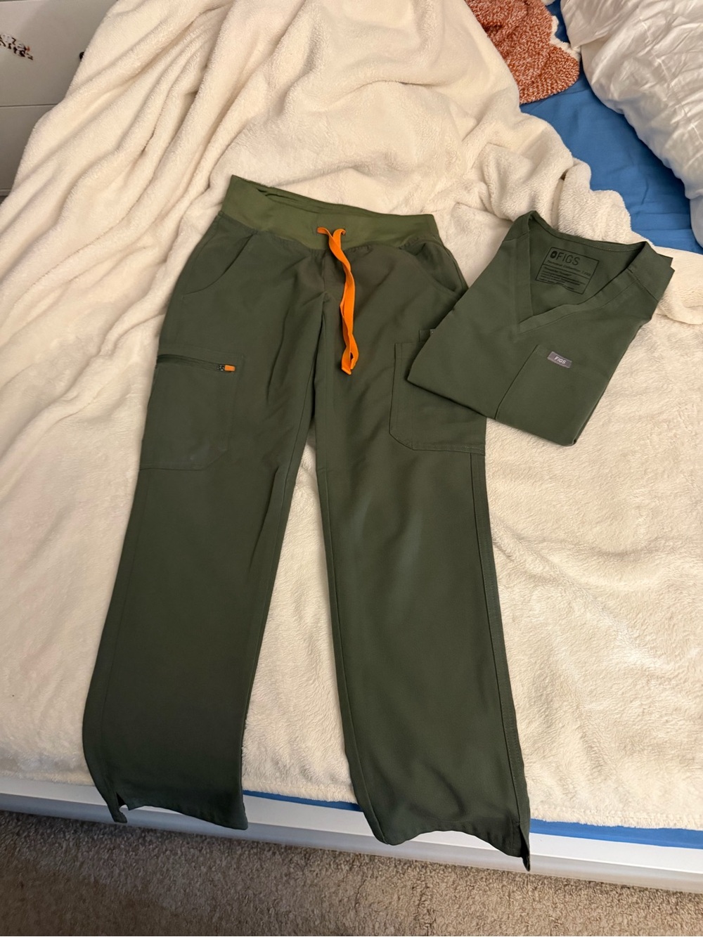 FIGS Womens Olive Green Scrub Pants and tops